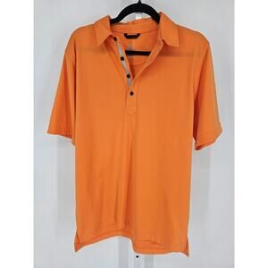 Zero Restriction Tour Series Mens Sz M Short Sleeve Polo Shirt Bright Orange